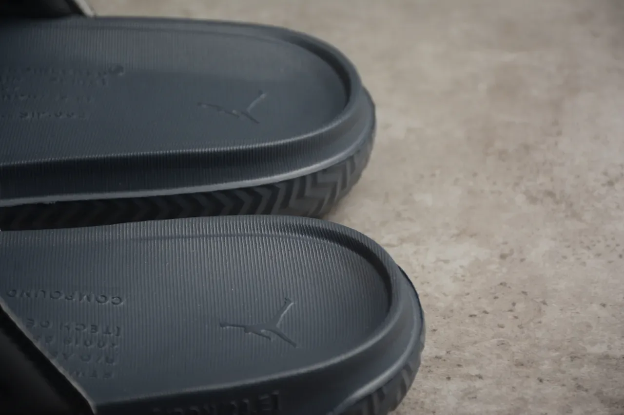 Air Jordan Black Gray Single-Strap Molded Footbed Slippers 5