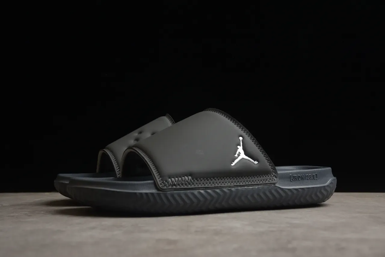 Air Jordan Black Gray Single-Strap Molded Footbed Slippers 12