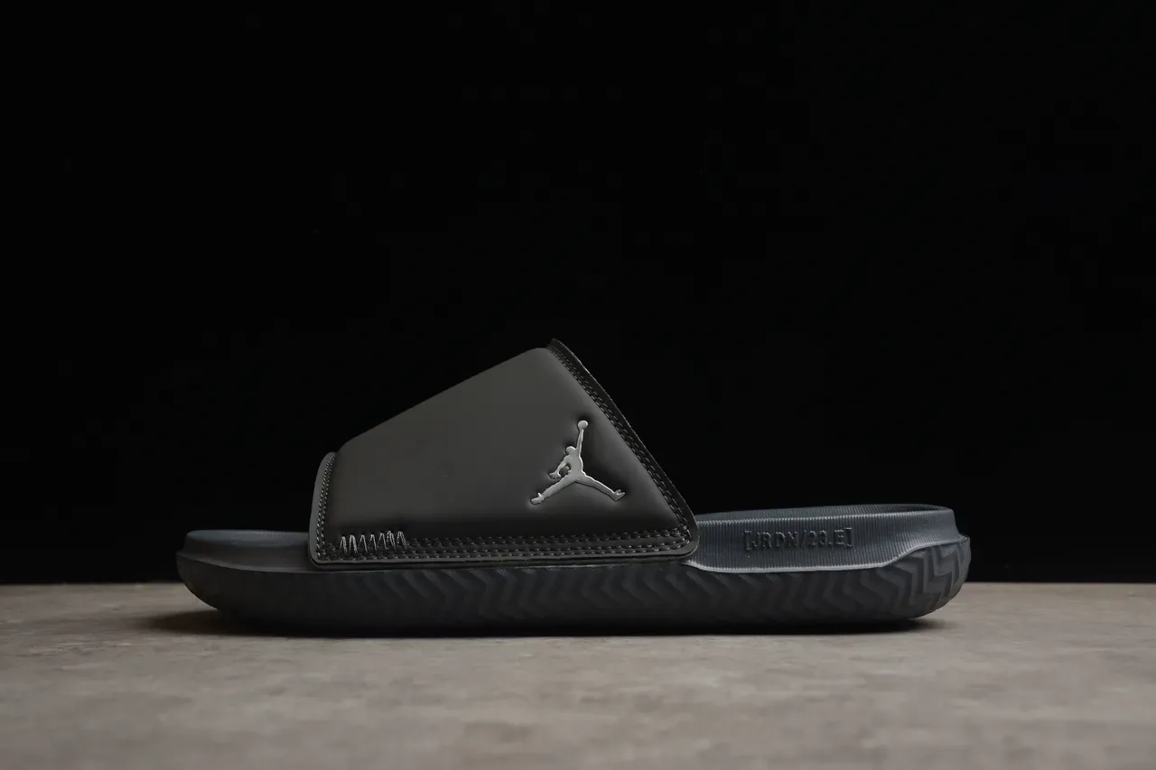 Air Jordan Black Gray Single-Strap Molded Footbed Slippers 13