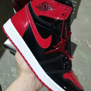 Air Jordan Black Red Glossy Patent Leather High-Top Silhouette Basketball Shoes