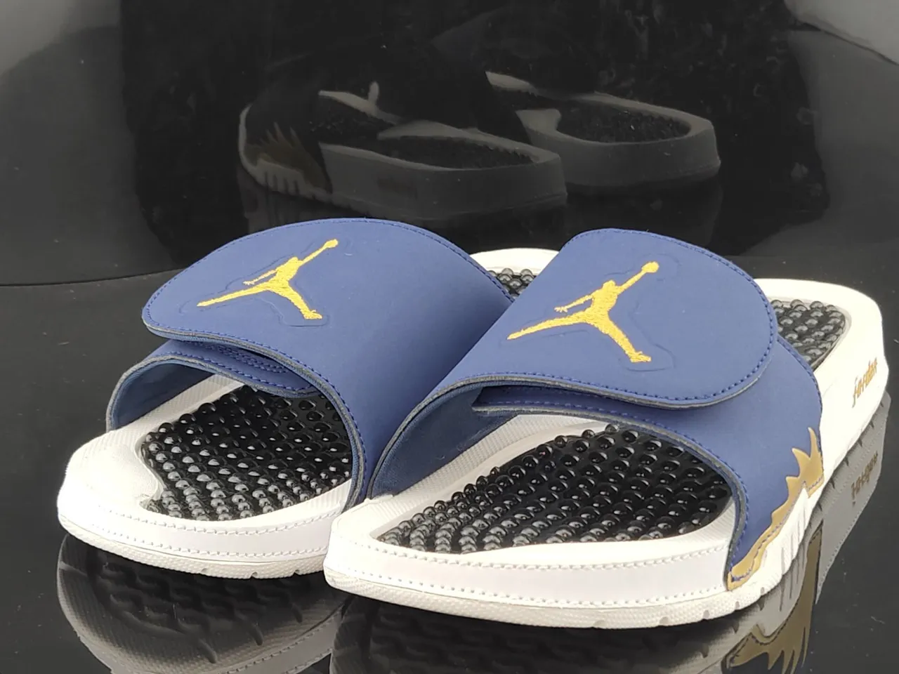 Air Jordan Hydro 1 Navy White Gold Slippers 2