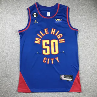 Air Jordan Mile High 50 City Blue Red Mesh Basketball Jersey