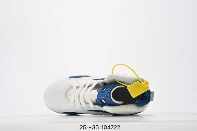 Air Jordan White and Royal Blue High-Top Basketball Shoes 9