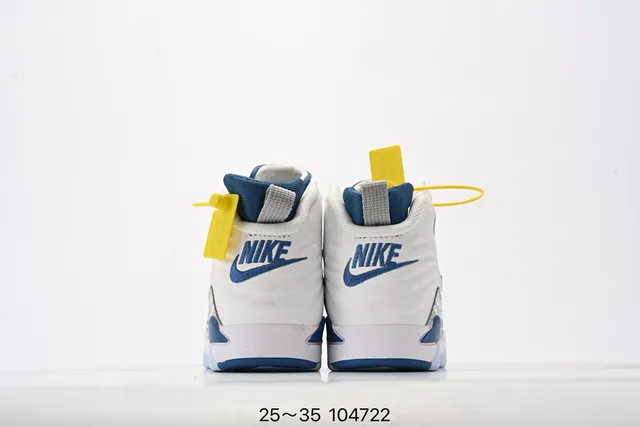Air Jordan White and Royal Blue High-Top Basketball Shoes 10