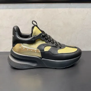 Alexander McQueen Black Gold Oversized Silhouette Glitter Panels Chunky Sneakers