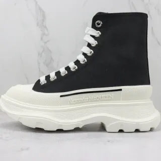 Alexander McQueen Oversized Sneaker Black Canvas White Sole Ankle Boots