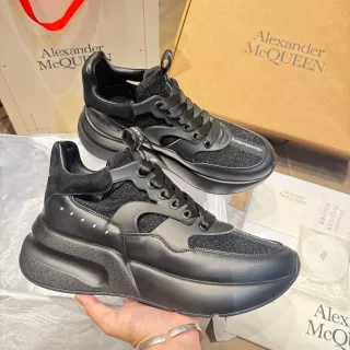 Alexander McQueen Oversized Sneaker Black Glitter Mesh Chunky Sneakers