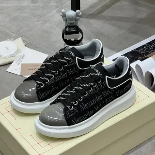 Alexander McQueen Oversized Sneaker Black Gray Patent Toe Lifestyle Sneakers