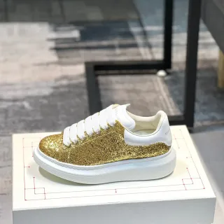 Alexander McQueen Oversized Sneaker Gold Glitter White Lifestyle Sneakers