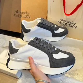 Alexander McQueen Oversized Sneaker White and Black Suede Lifestyle Sneakers