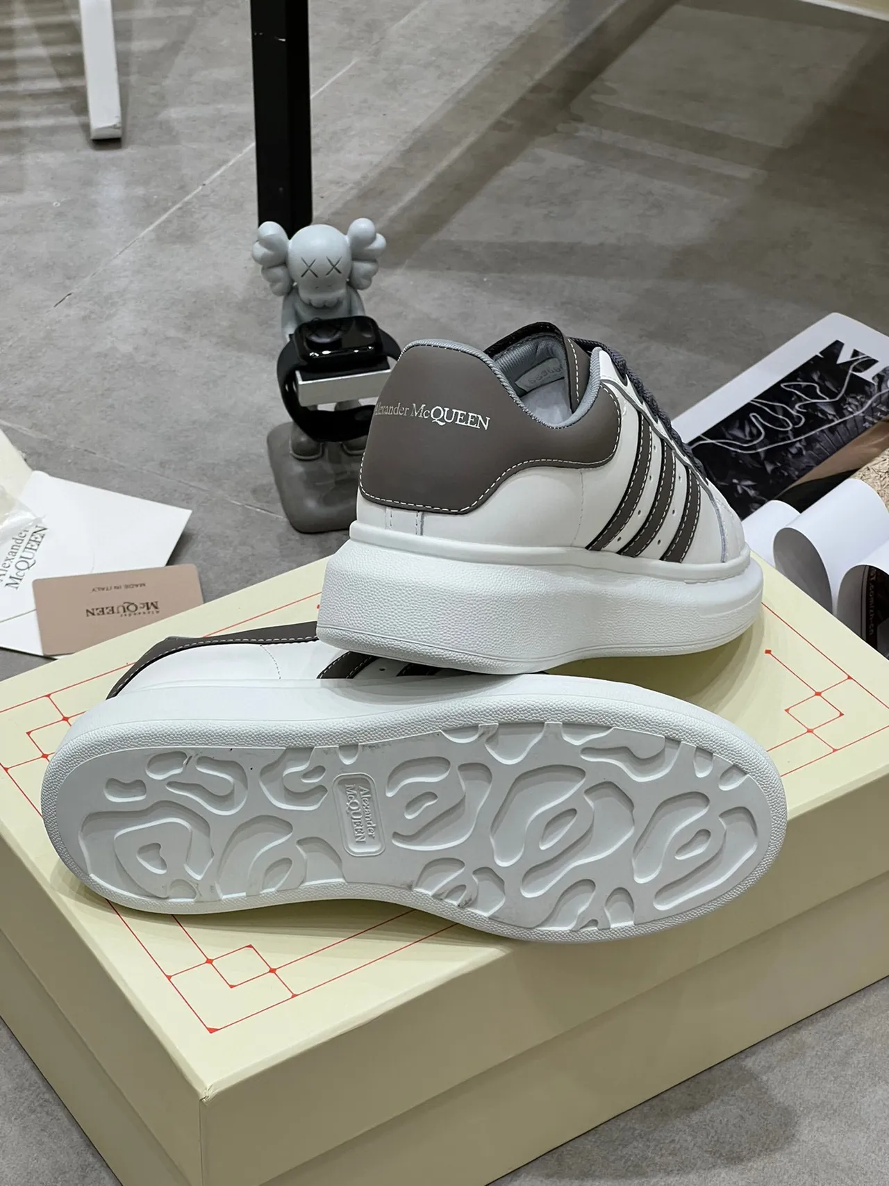 Alexander McQueen Oversized Sneaker White Gray Lifestyle Sneakers 2