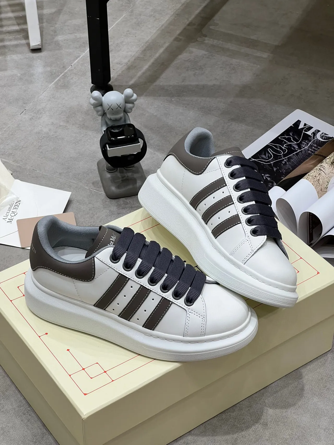 Alexander McQueen Oversized Sneaker White Gray Lifestyle Sneakers 4