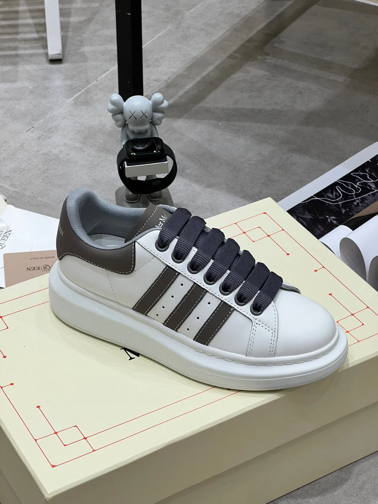 Alexander McQueen Oversized Sneaker White Gray Lifestyle Sneakers 5