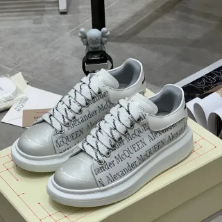 Alexander McQueen Oversized Sneaker White Gray Logo-Print Lifestyle Sneakers