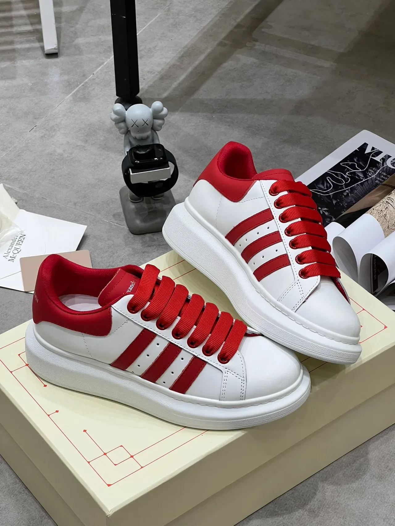 Alexander McQueen Oversized Sneaker White Red Lifestyle Sneakers 4
