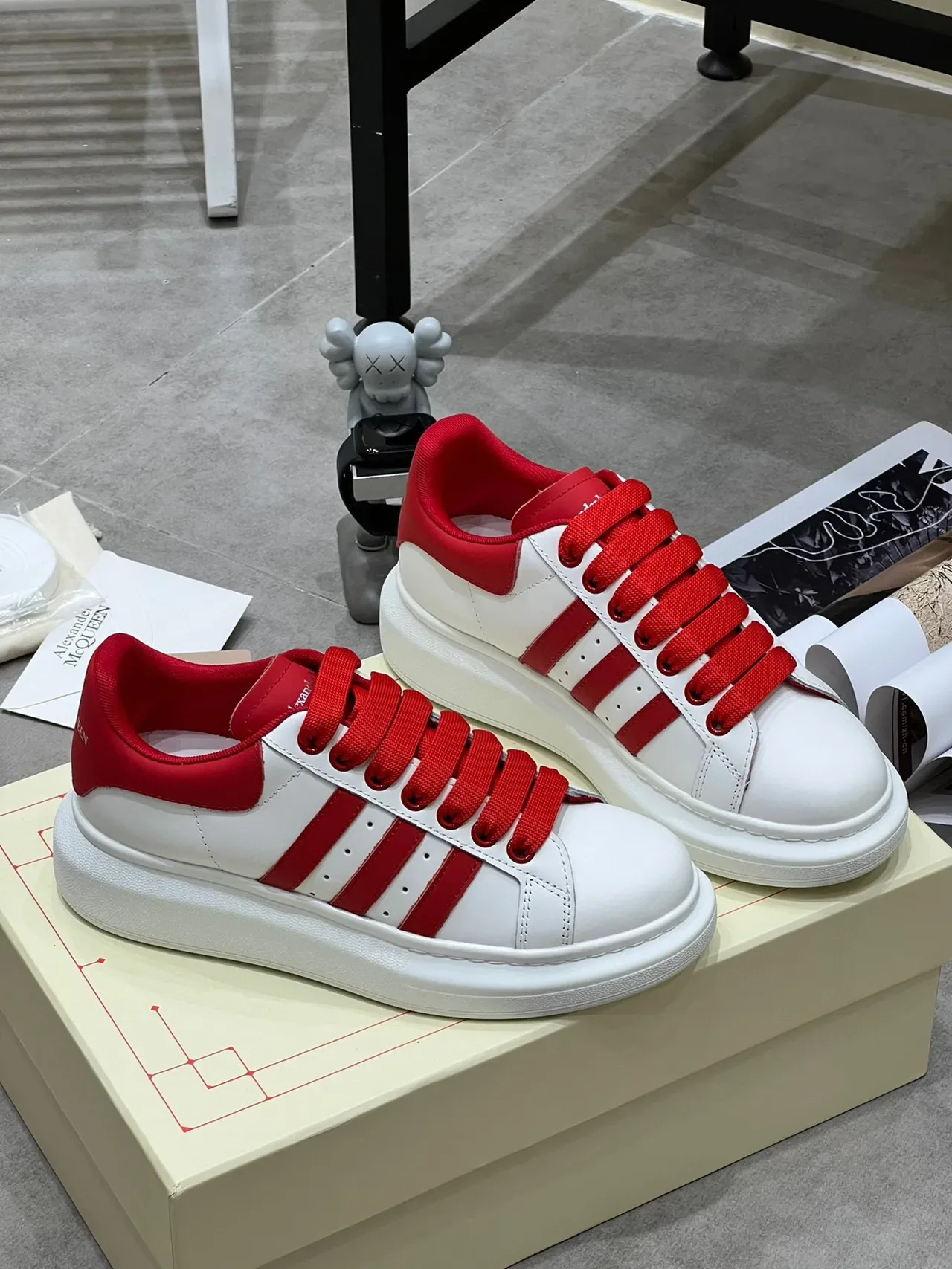 Alexander McQueen Oversized Sneaker White Red Lifestyle Sneakers 7