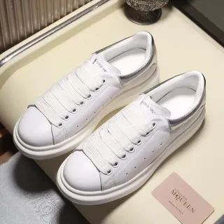 Alexander McQueen Oversized Sneaker White Silver Platform Sole Leather Upper Chunky Sneakers