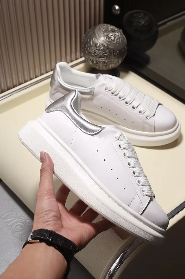 Alexander McQueen Oversized Sneaker White Silver Platform Sole Leather Upper Chunky Sneakers 6