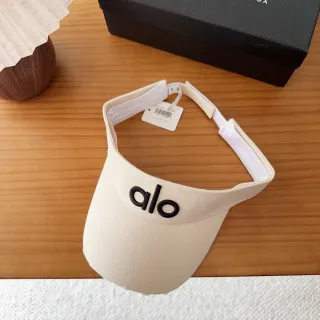 Alo Beige Black Minimalist Embroidered Logo Baseball Cap