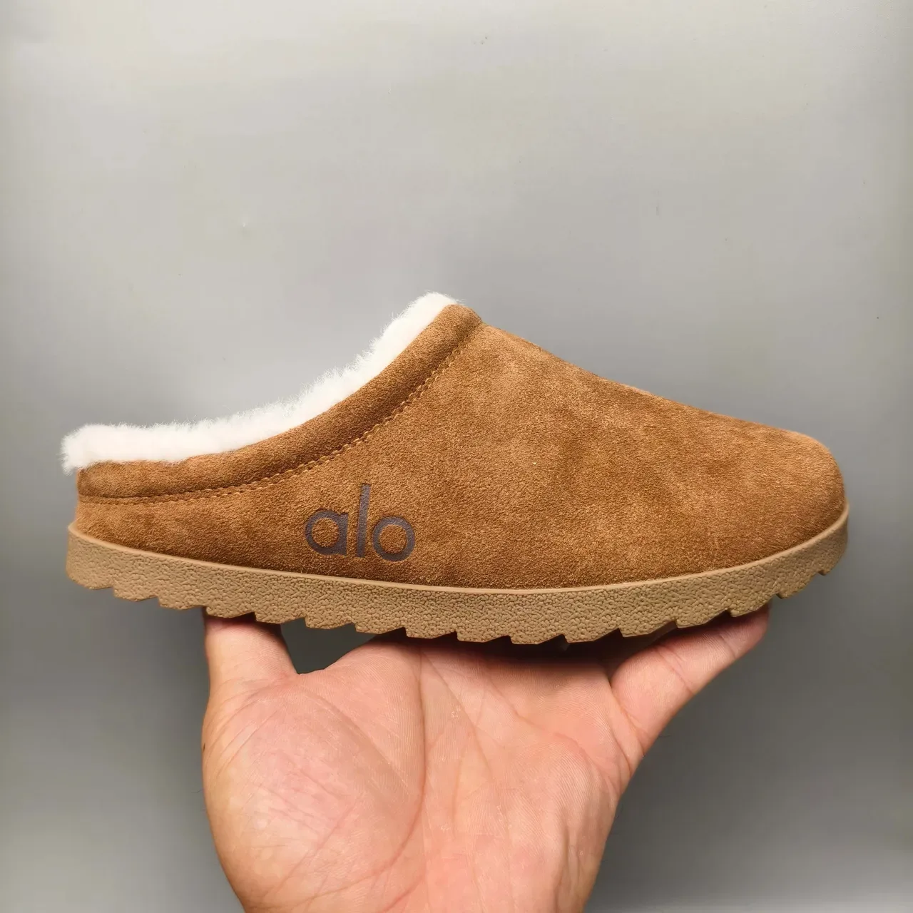 Alo Suede Shearling-Lined Open-Back Slippers 2