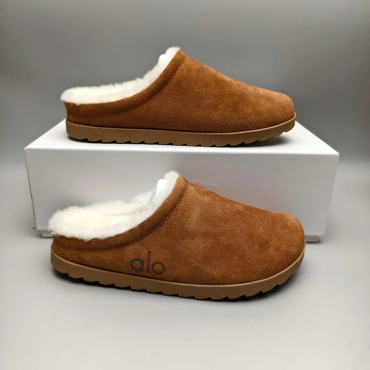 Alo Suede Shearling-Lined Open-Back Slippers 5