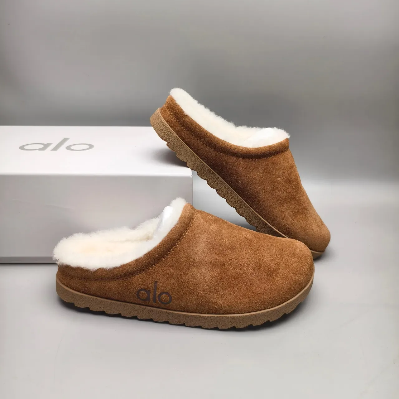 Alo Suede Shearling-Lined Open-Back Slippers 6