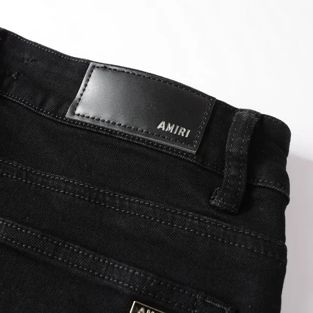 Amiri Black Beige Distressed Slim-Fit Jeans 6