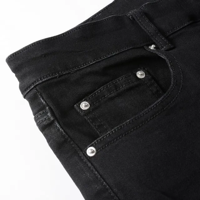 Amiri Black Beige Distressed Slim-Fit Jeans 11