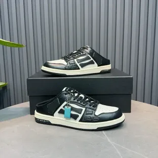 Amiri Skel Top Black White Panelled Leather Open-Back Mule Lifestyle Sneakers