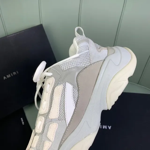 Amiri Skel Top Sneakers Chunky Gris Clair et Off-White 3