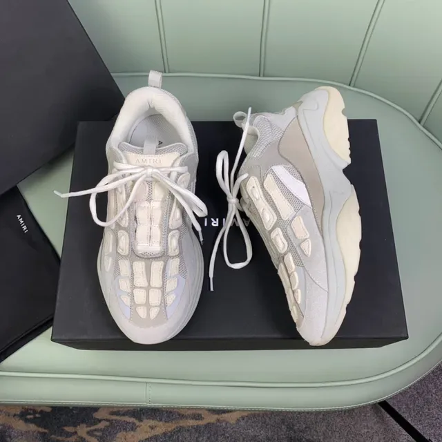 Amiri Skel Top Sneakers Chunky Gris Clair et Off-White 5