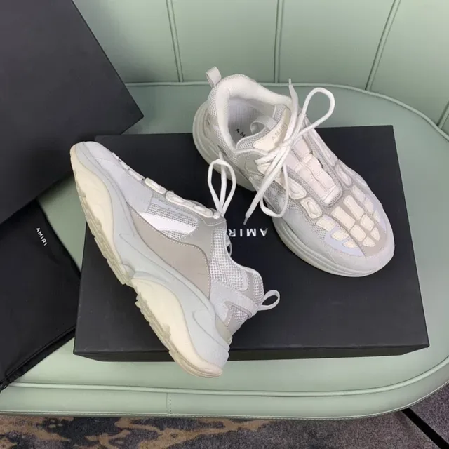 Amiri Skel Top Sneakers Chunky Gris Clair et Off-White 7
