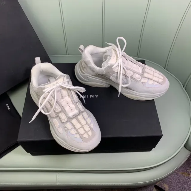 Amiri Skel Top Sneakers Chunky Gris Clair et Off-White 8