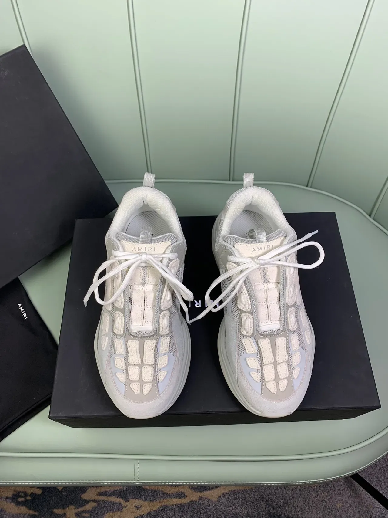 Amiri Skel Top Sneakers Chunky Gris Clair et Off-White 9