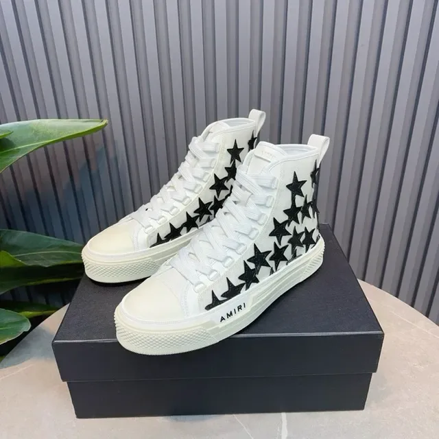 Amiri Skel Top blanc et noir Star-Appliqué Lifestyle Sneakers 2