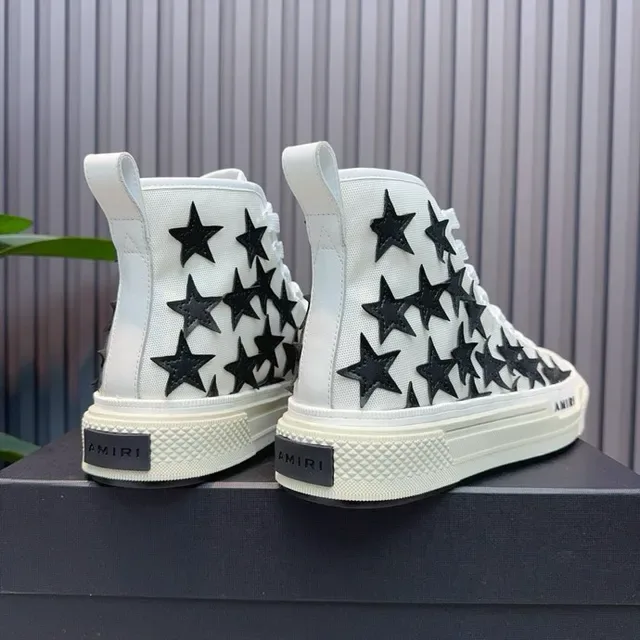 Amiri Skel Top blanc et noir Star-Appliqué Lifestyle Sneakers 3