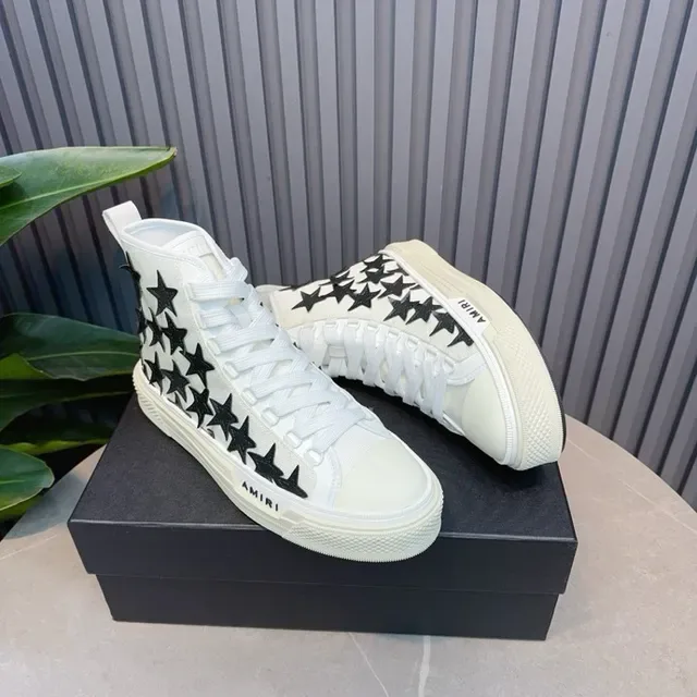 Amiri Skel Top blanc et noir Star-Appliqué Lifestyle Sneakers 4