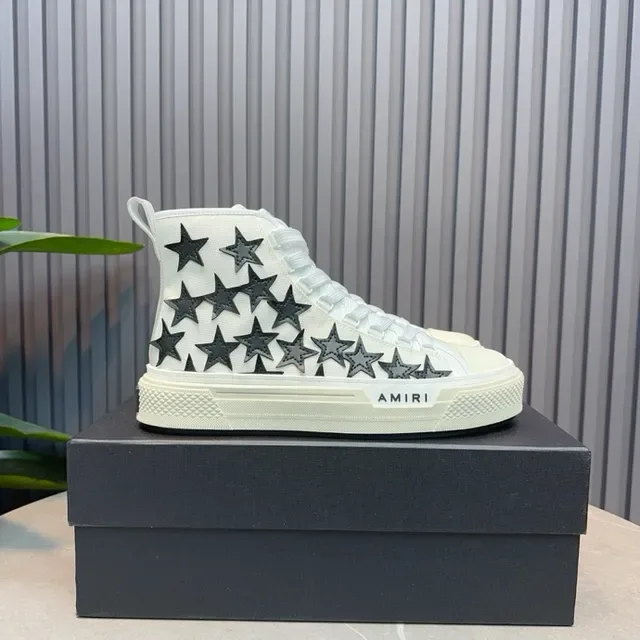 Amiri Skel Top blanc et noir Star-Appliqué Lifestyle Sneakers 6