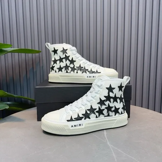Amiri Skel Top blanc et noir Star-Appliqué Lifestyle Sneakers 9