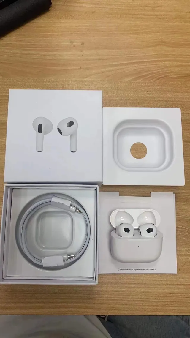 Apple AirPods أبيض قصير الساق لاسلكي تحكم مستشعر القوة TWS سماعات 3