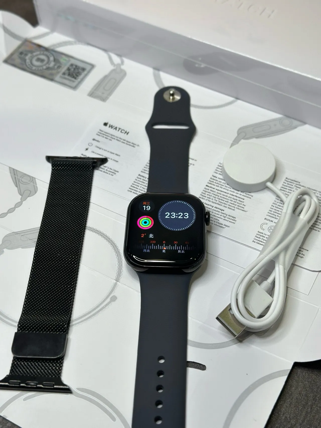 Apple Preto Cinza Carcaça Quadrada Arredondada Digital Crown Relógio Esportivo 8