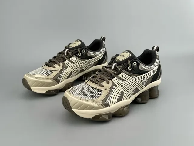 ASICS Beige Black Cage-Style Upper Mesh And Synthetic Overlay Sneakers 6