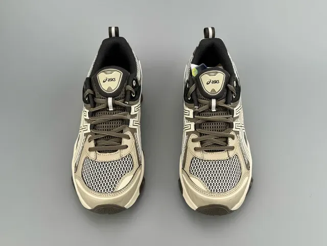 ASICS Beige Black Cage-Style Upper Mesh And Synthetic Overlay Sneakers 8