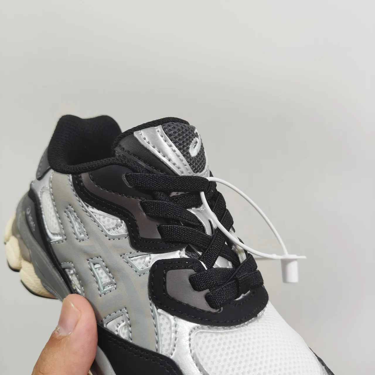 ASICS Black Silver Midsole Layered Synthetic Upper Chunky Sneakers 23