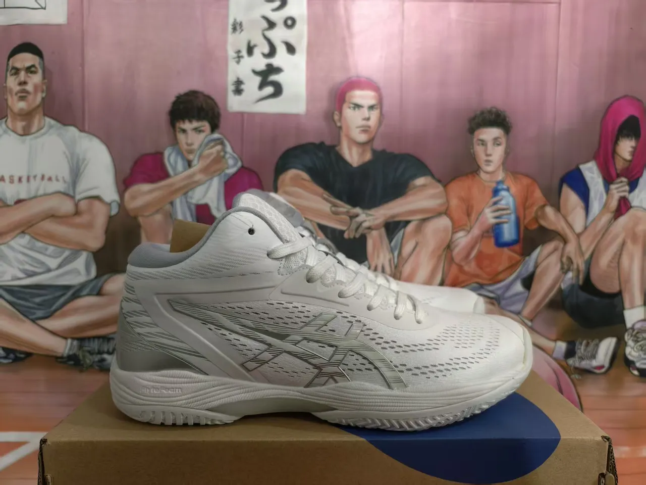 ASICS Gel-Basketball Blanc Argent Chaussures de Basketball Hautes 3