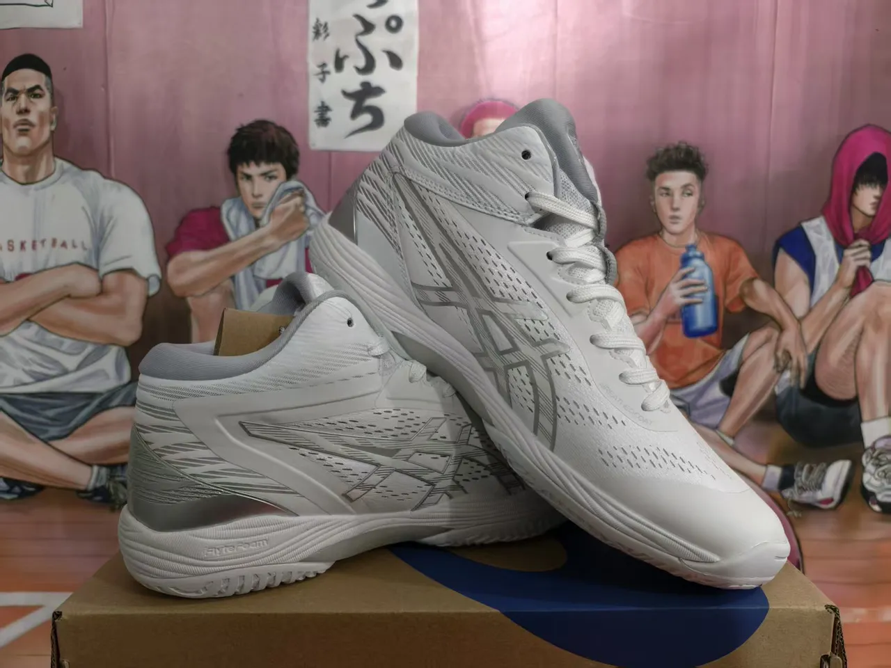 ASICS Gel-Basketball Blanc Argent Chaussures de Basketball Hautes 4