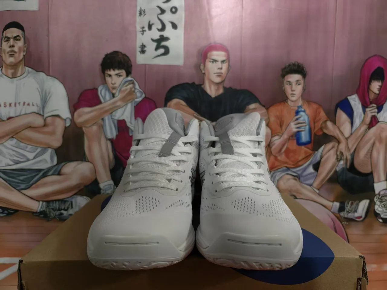 ASICS Gel-Basketball Blanc Argent Chaussures de Basketball Hautes 5