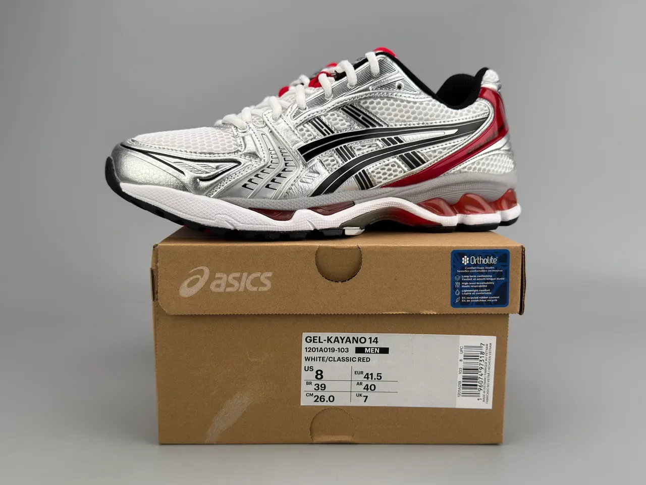 ASICS Gel-Kayano Silver White Red Running Shoes 2
