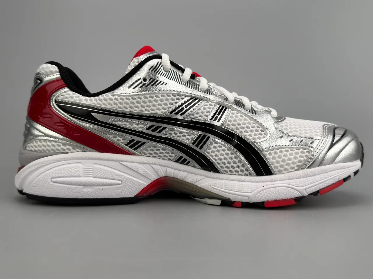 ASICS Gel-Kayano Silver White Red Running Shoes 10