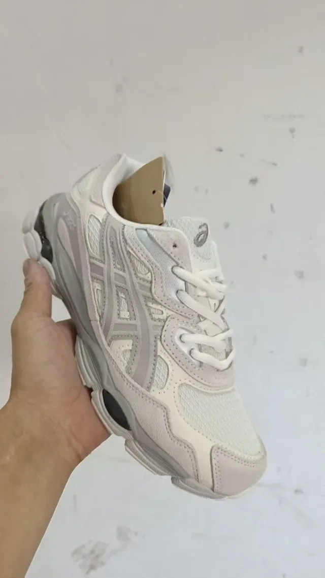 ASICS Gray White Sole Mesh And Synthetic Overlays Chunky Sneakers 2